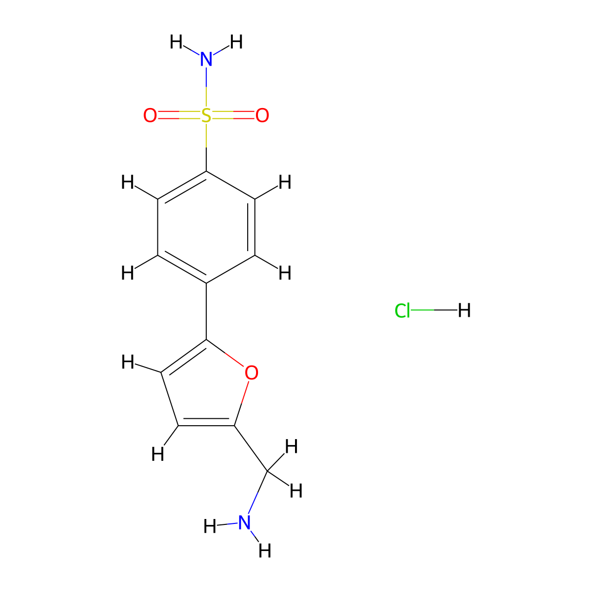 4-(5-(Aminomethyl)furan-2-yl)benzene-1-sulfonamide hydrochloride molecular structure, CAS 1172734-38-1