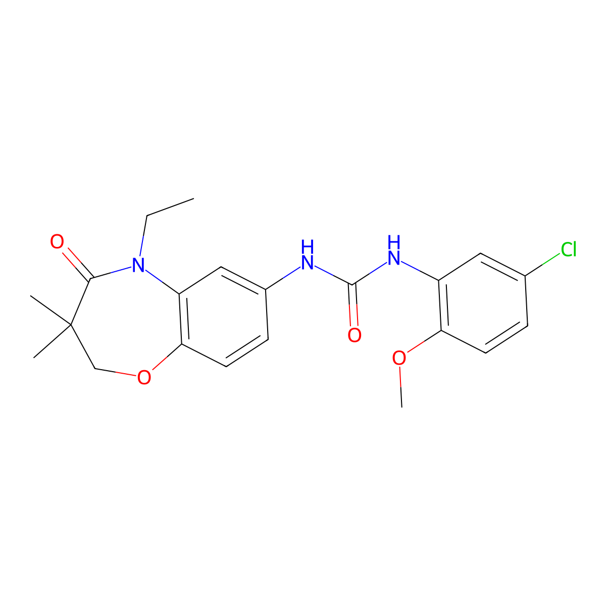 1-(5-Chloro-2-methoxyphenyl)-3-(5-ethyl-3,3-dimethyl-4-oxo-2,3,4,5-tetrahydrobenzo[b][1,4]oxazepin-7-yl)urea molecular structure, CAS 1172734-81-4