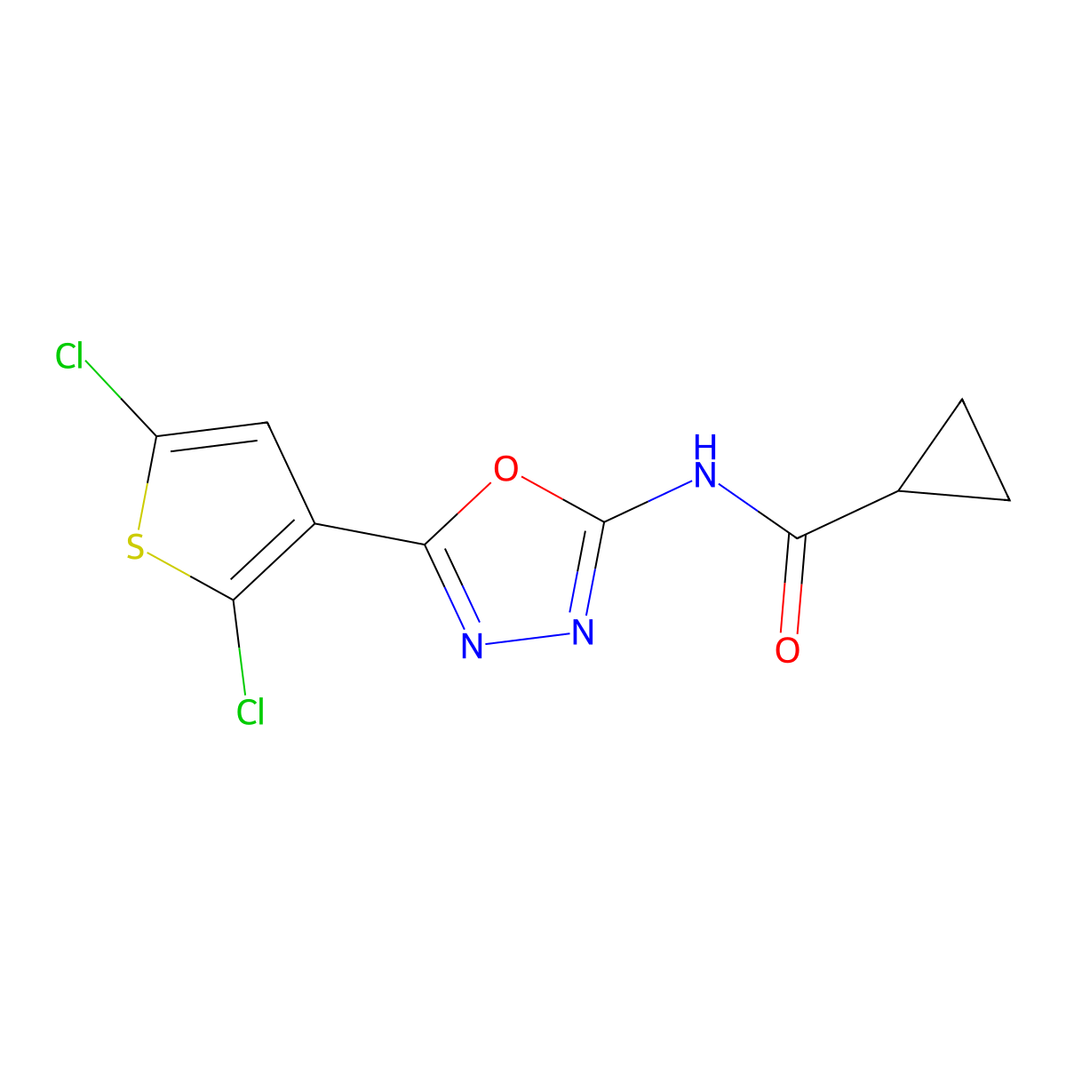 N-[5-(2,5-dichlorothiophen-3-yl)-1,3,4-oxadiazol-2-yl]cyclopropanecarboxamide molecular structure, CAS 1172735-21-5