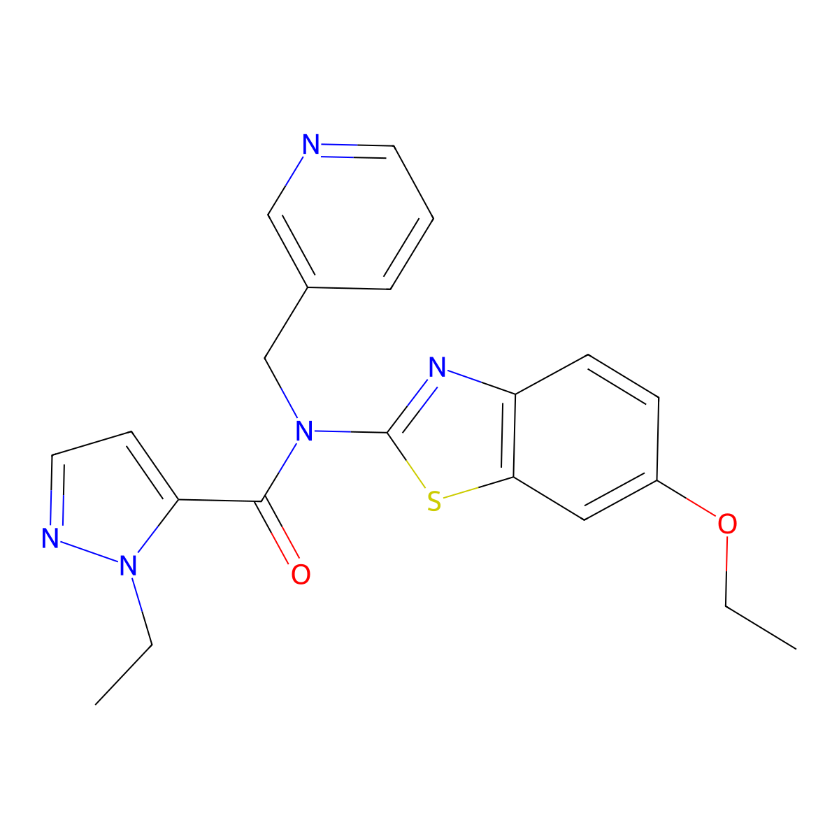 N-(6-ethoxybenzo[d]thiazol-2-yl)-1-ethyl-N-(pyridin-3-ylmethyl)-1H-pyrazole-5-carboxamide molecular structure, CAS 1172736-79-6