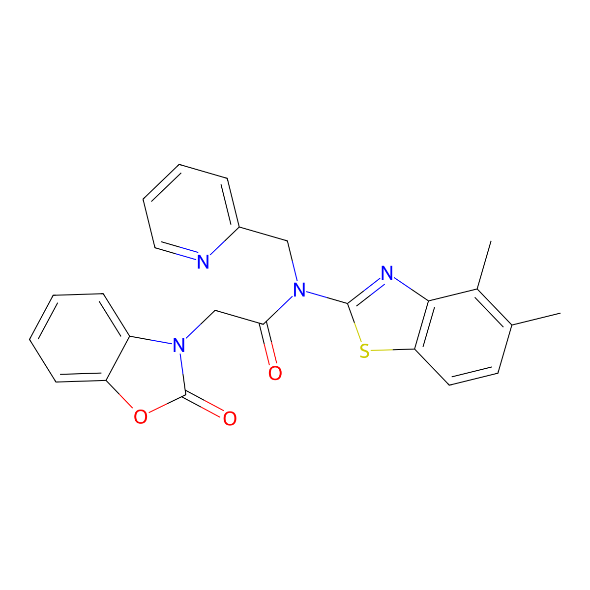 N-(4,5-dimethylbenzo[d]thiazol-2-yl)-2-(2-oxobenzo[d]oxazol-3(2H)-yl)-N-(pyridin-2-ylmethyl)acetamide molecular structure, CAS 1172737-39-1