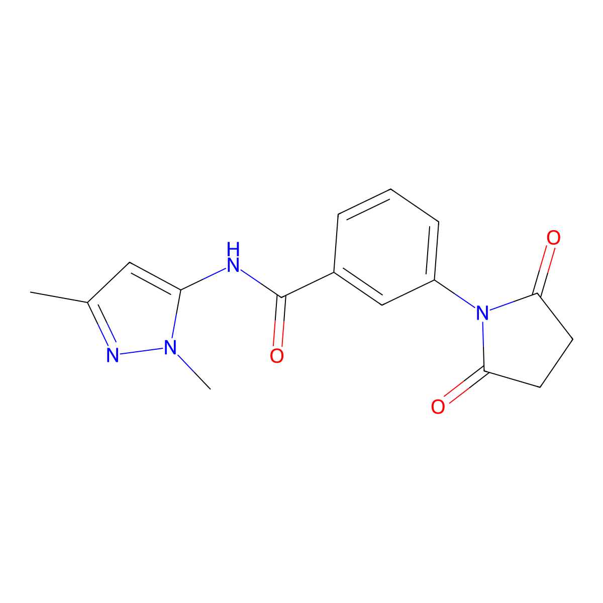 N-(1,3-dimethyl-1H-pyrazol-5-yl)-3-(2,5-dioxopyrrolidin-1-yl)benzamide molecular structure, CAS 1172742-02-7