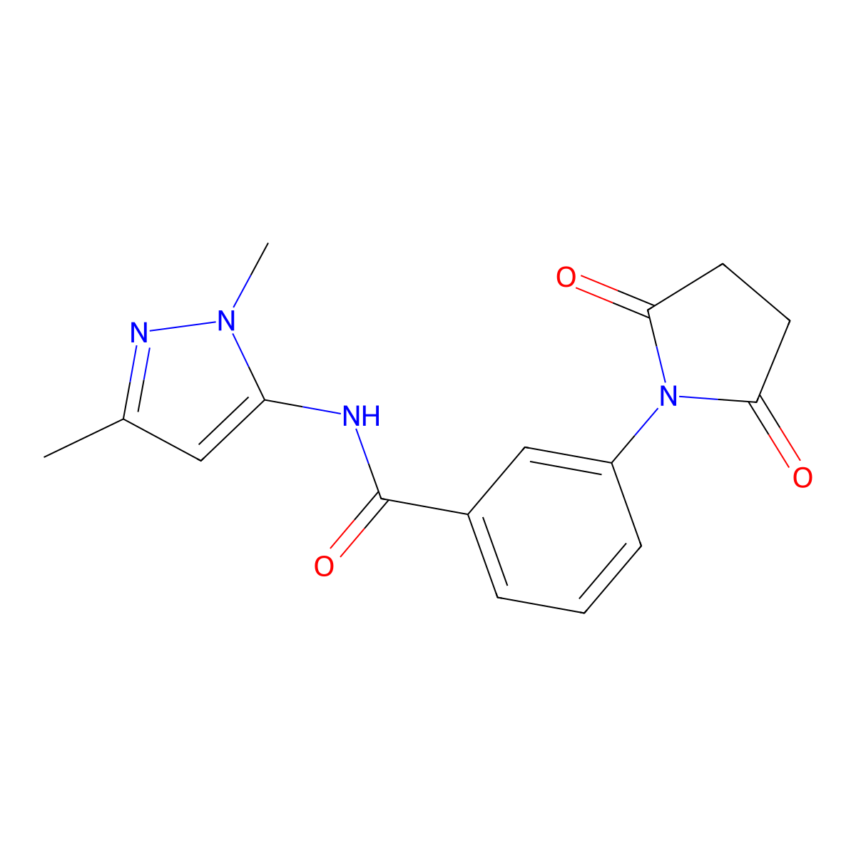 N-(1,3-dimethyl-1H-pyrazol-5-yl)-3-(2,5-dioxopyrrolidin-1-yl)benzamide molecular structure, CAS 1172742-02-7