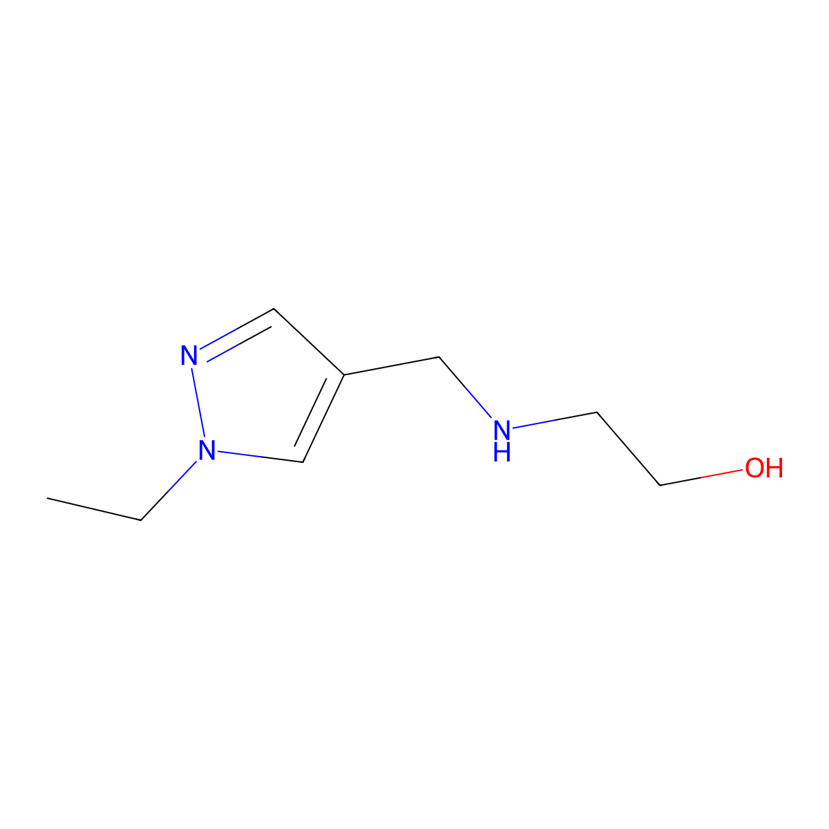 2-{[(1-ethyl-1H-pyrazol-4-yl)methyl]amino}ethanol molecular structure, CAS 1172745-51-5