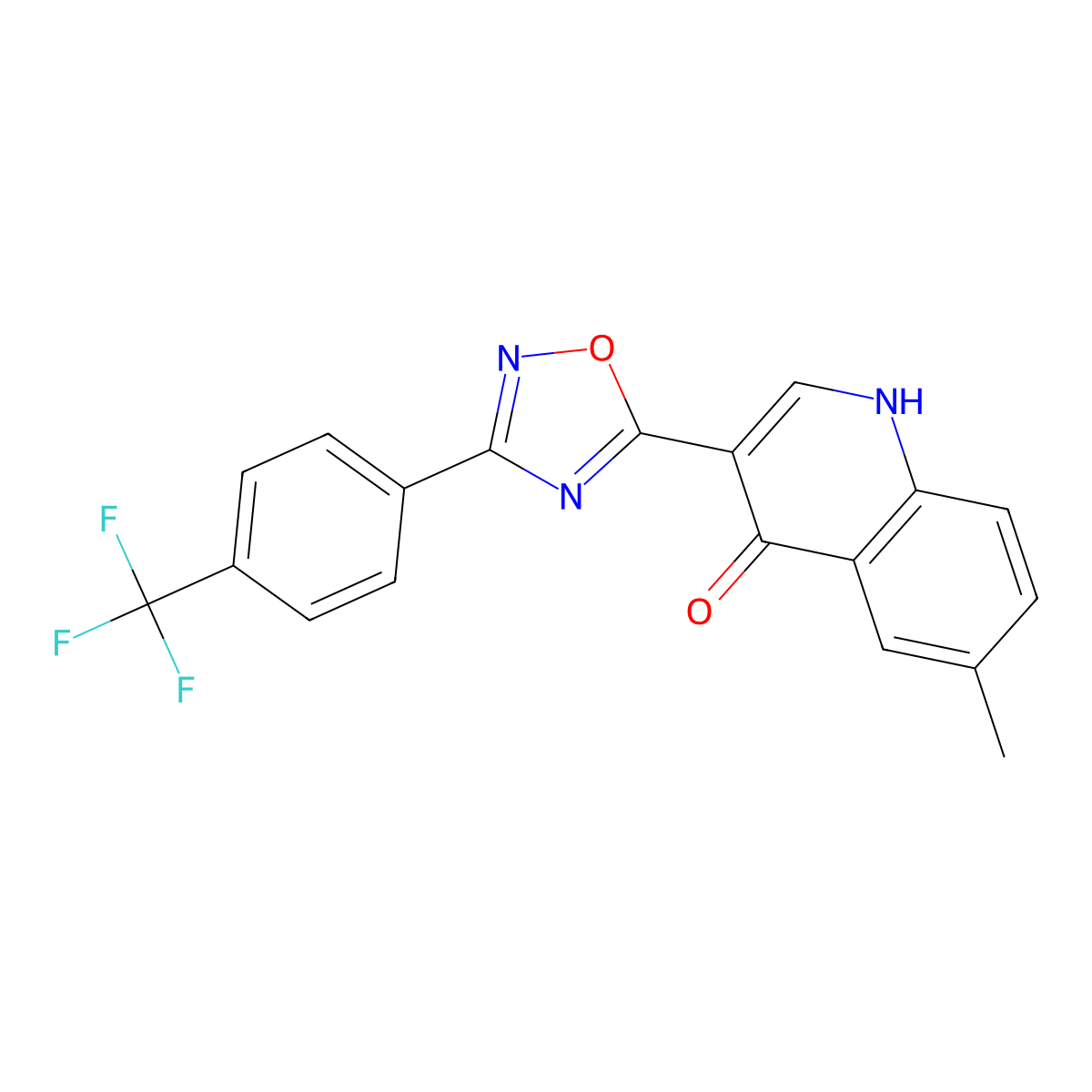 6-methyl-3-(3-(4-(trifluoromethyl)phenyl)-1,2,4-oxadiazol-5-yl)quinolin-4(1H)-one molecular structure, CAS 1172746-25-6