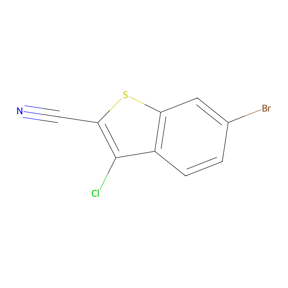 6-Bromo-3-chloro-1-benzothiophene-2-carbonitrile molecular structure, CAS 1172746-65-4