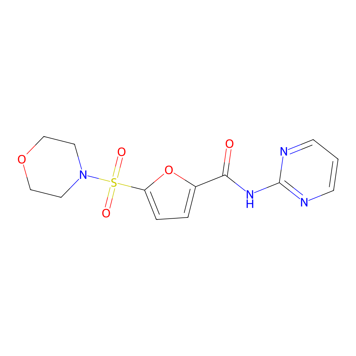 5-(morpholinosulfonyl)-N-(pyrimidin-2-yl)furan-2-carboxamide molecular structure, CAS 1172747-39-5