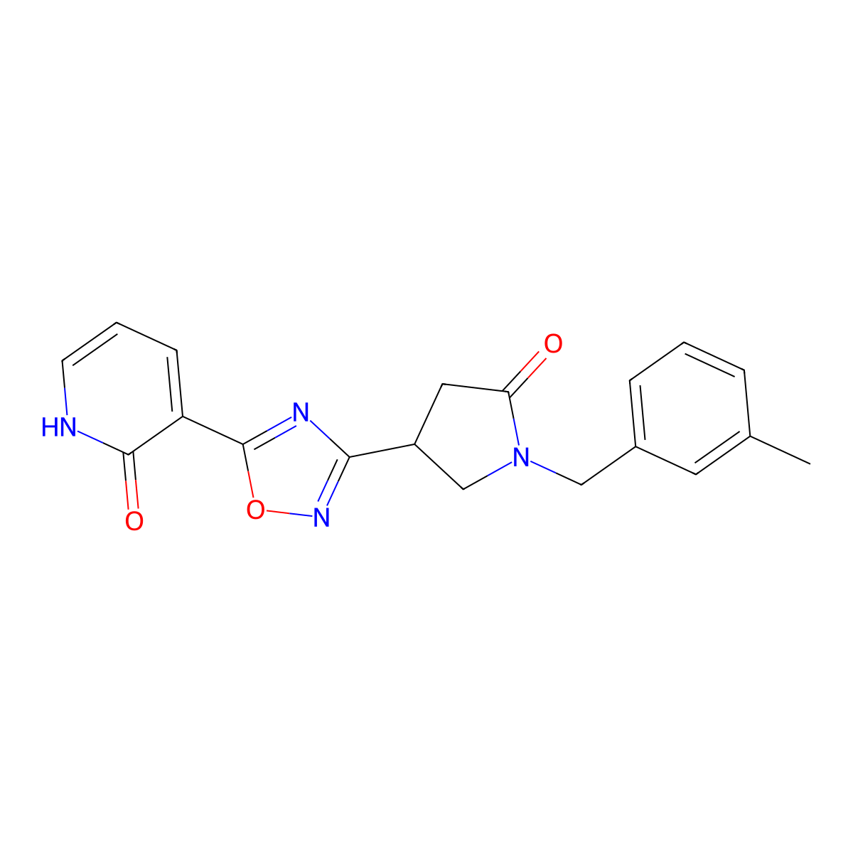 3-(3-{1-[(3-Methylphenyl)methyl]-5-oxopyrrolidin-3-yl}-1,2,4-oxadiazol-5-yl)-1,2-dihydropyridin-2-one molecular structure, CAS 1172752-65-6