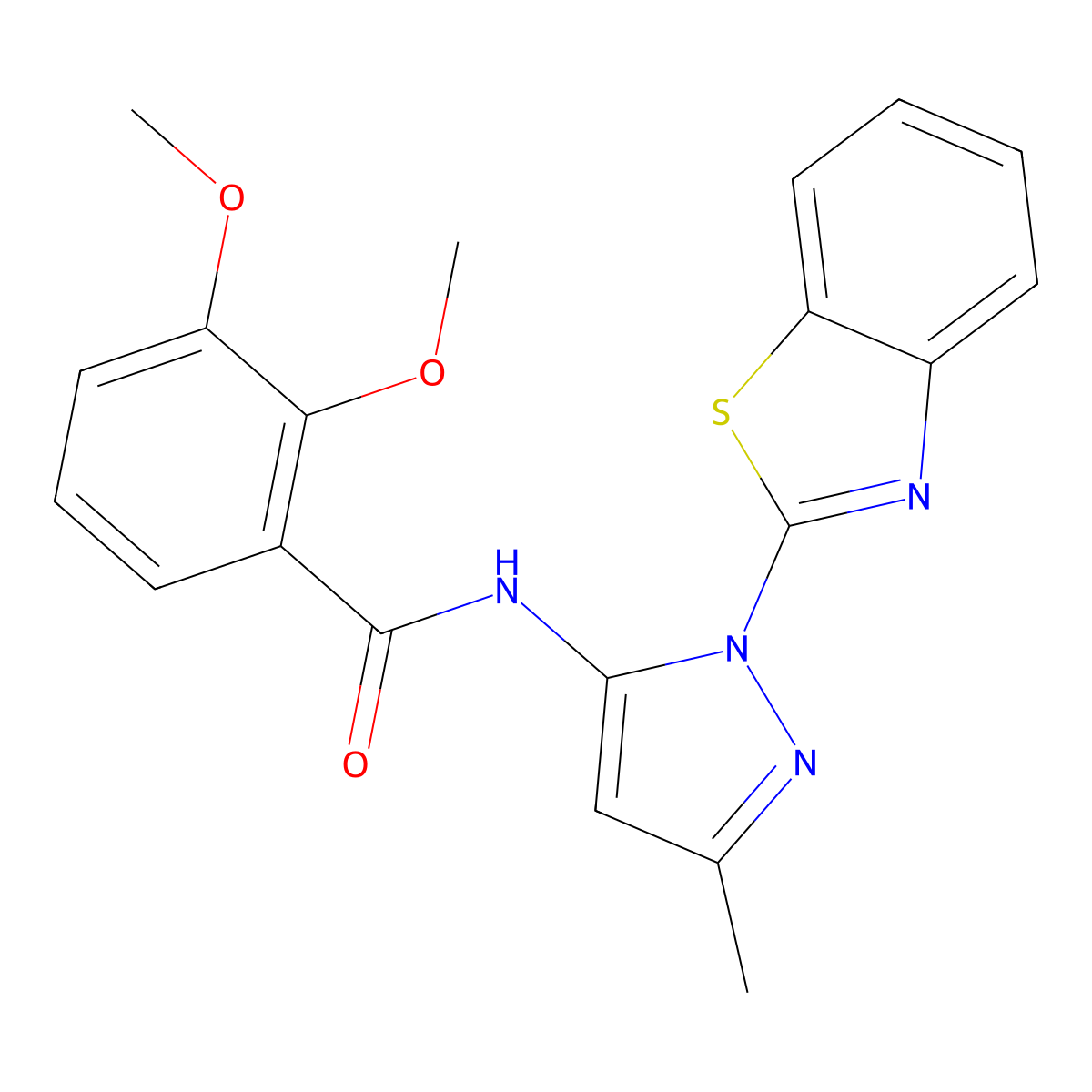 N-(1-(benzo[d]thiazol-2-yl)-3-methyl-1H-pyrazol-5-yl)-2,3-dimethoxybenzamide molecular structure, CAS 1172753-29-5