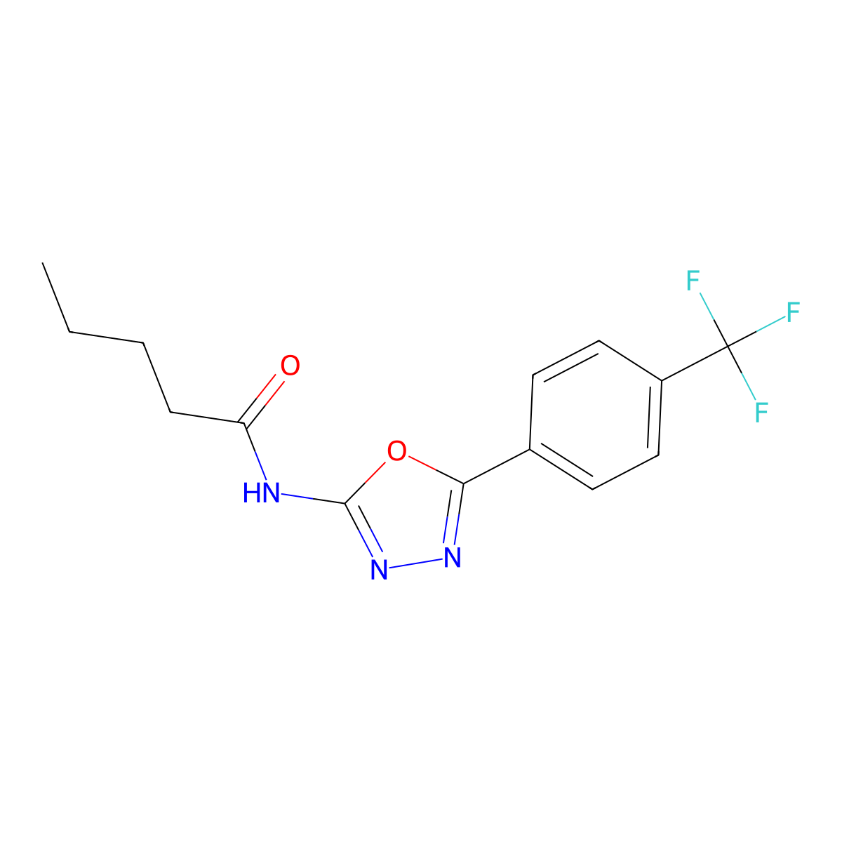 N-(5-(4-(trifluoromethyl)phenyl)-1,3,4-oxadiazol-2-yl)pentanamide molecular structure, CAS 1172754-08-3