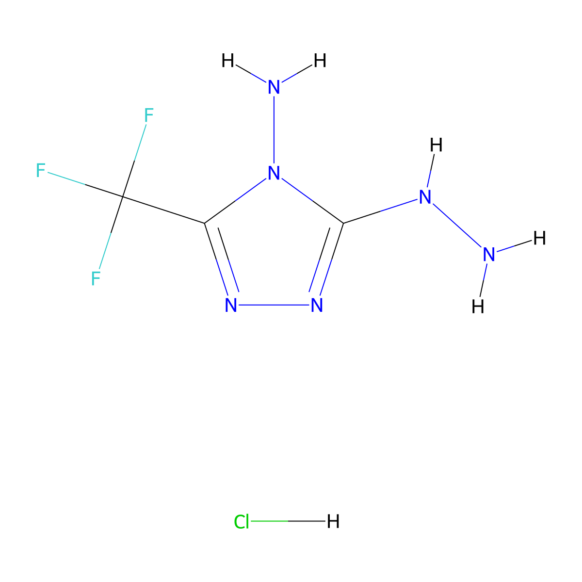 3-hydrazino-5-(trifluoromethyl)-4H-1,2,4-triazol-4-amine hydrochloride molecular structure, CAS 1172756-64-7