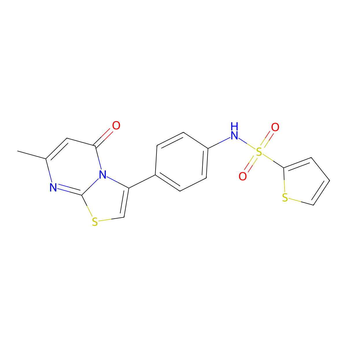 N-(4-(7-methyl-5-oxo-5H-thiazolo[3,2-a]pyrimidin-3-yl)phenyl)thiophene-2-sulfonamide molecular structure, CAS 1172759-26-0