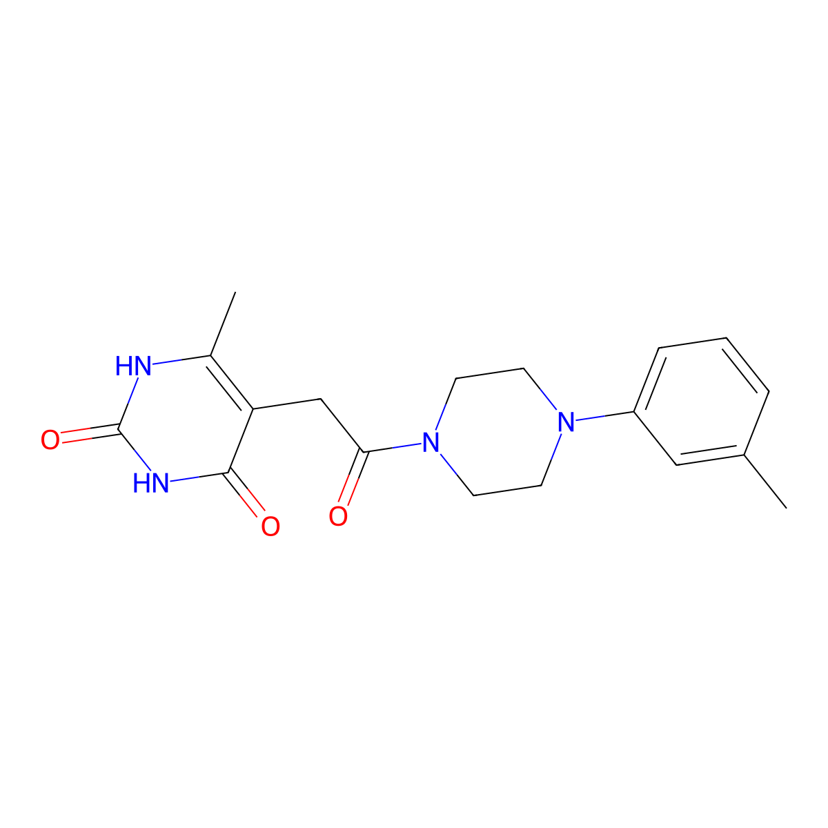 6-methyl-5-(2-oxo-2-(4-(m-tolyl)piperazin-1-yl)ethyl)pyrimidine-2,4(1H,3H)-dione molecular structure, CAS 1172759-64-6