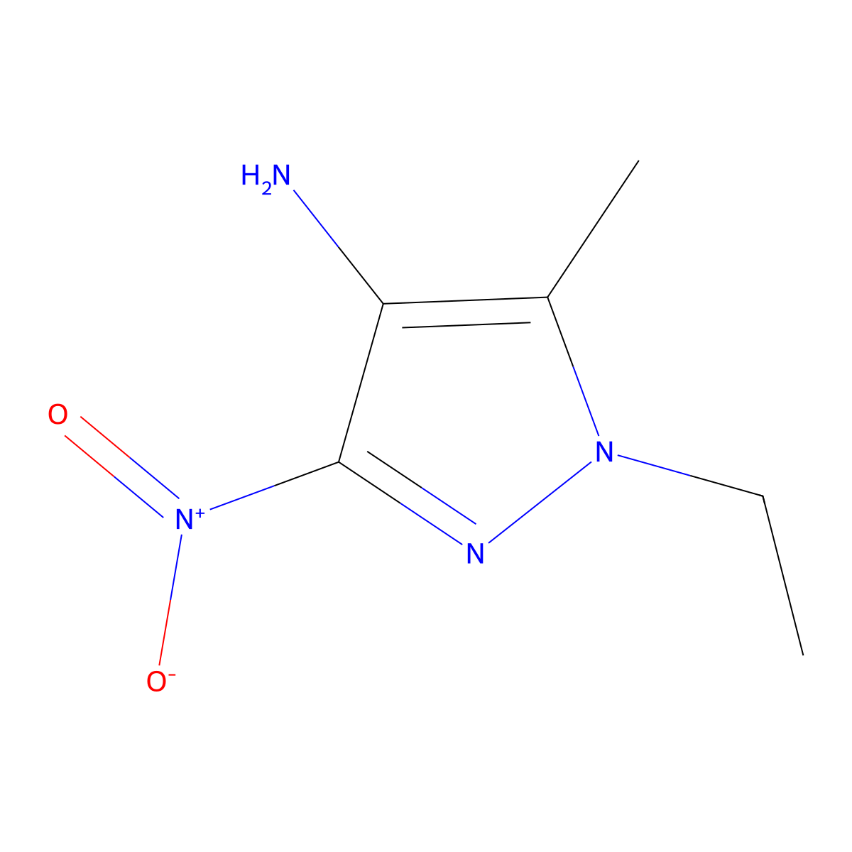 1-ethyl-5-methyl-3-nitro-1H-pyrazol-4-amine molecular structure, CAS 1172759-93-1