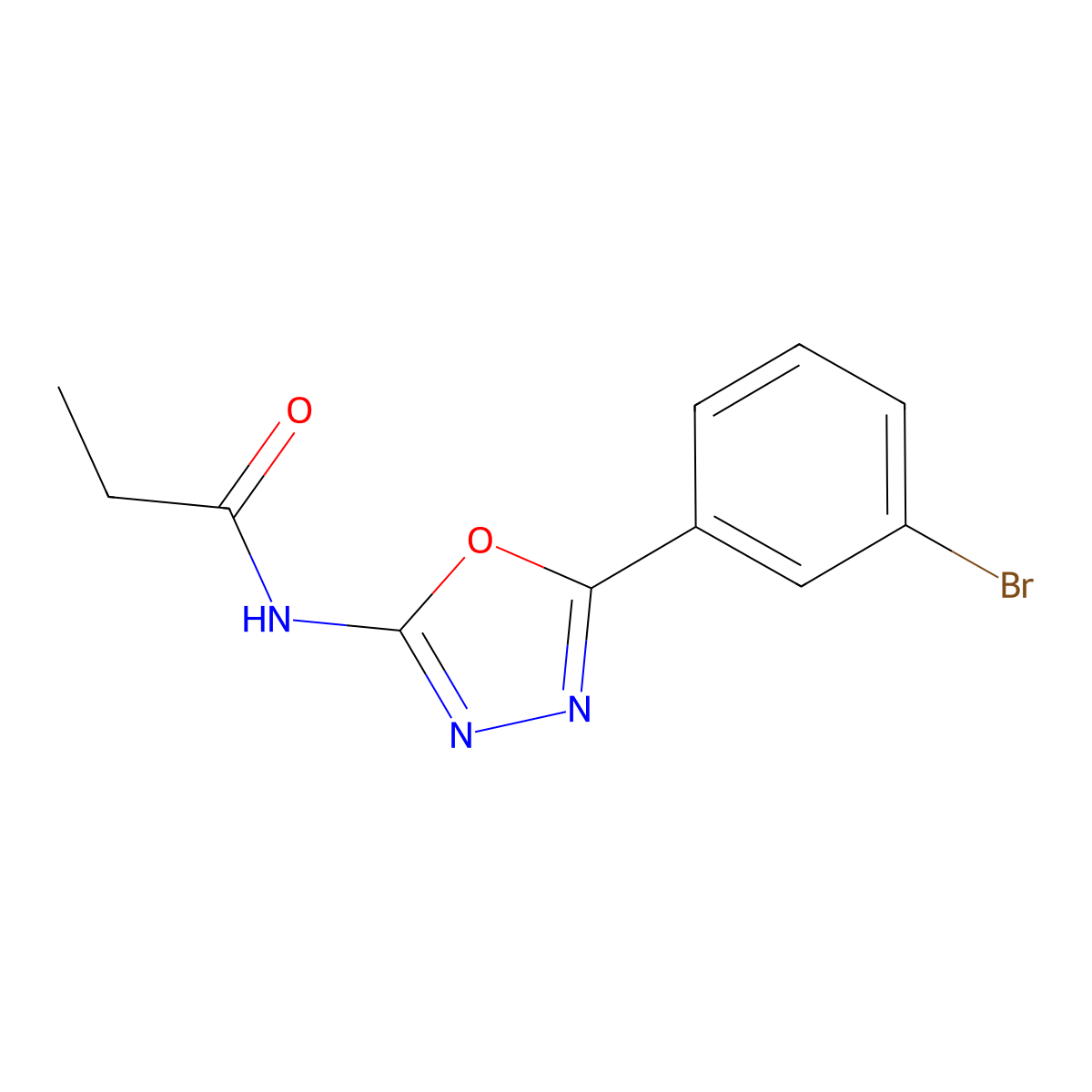 N-(5-(3-bromophenyl)-1,3,4-oxadiazol-2-yl)propionamide molecular structure, CAS 1172763-71-1