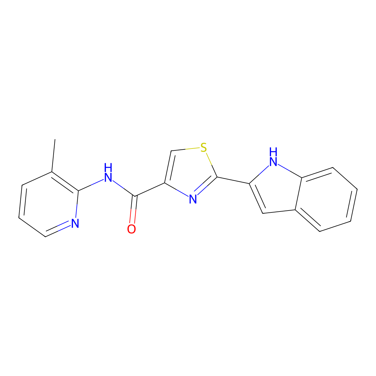 2-(1H-indol-2-yl)-N-(3-methylpyridin-2-yl)thiazole-4-carboxamide molecular structure, CAS 1172764-56-5