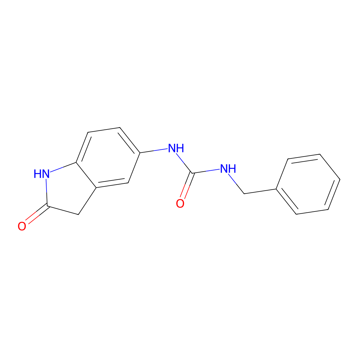 1-Benzyl-3-(2-oxoindolin-5-yl)urea molecular structure, CAS 1172764-85-0