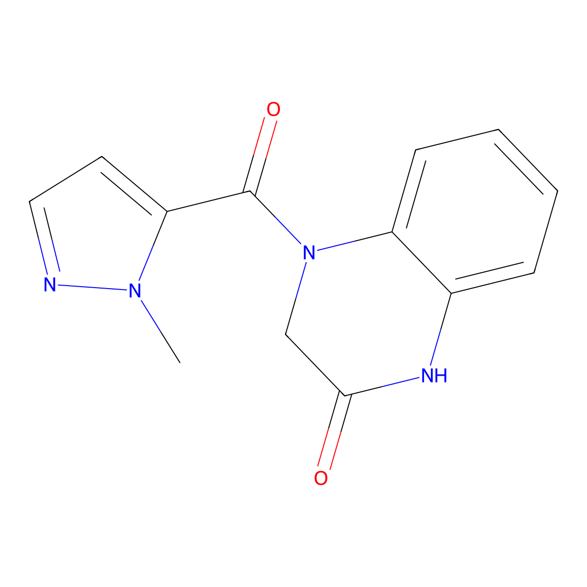 4-(1-methyl-1H-pyrazole-5-carbonyl)-3,4-dihydroquinoxalin-2(1H)-one molecular structure, CAS 1172764-93-0
