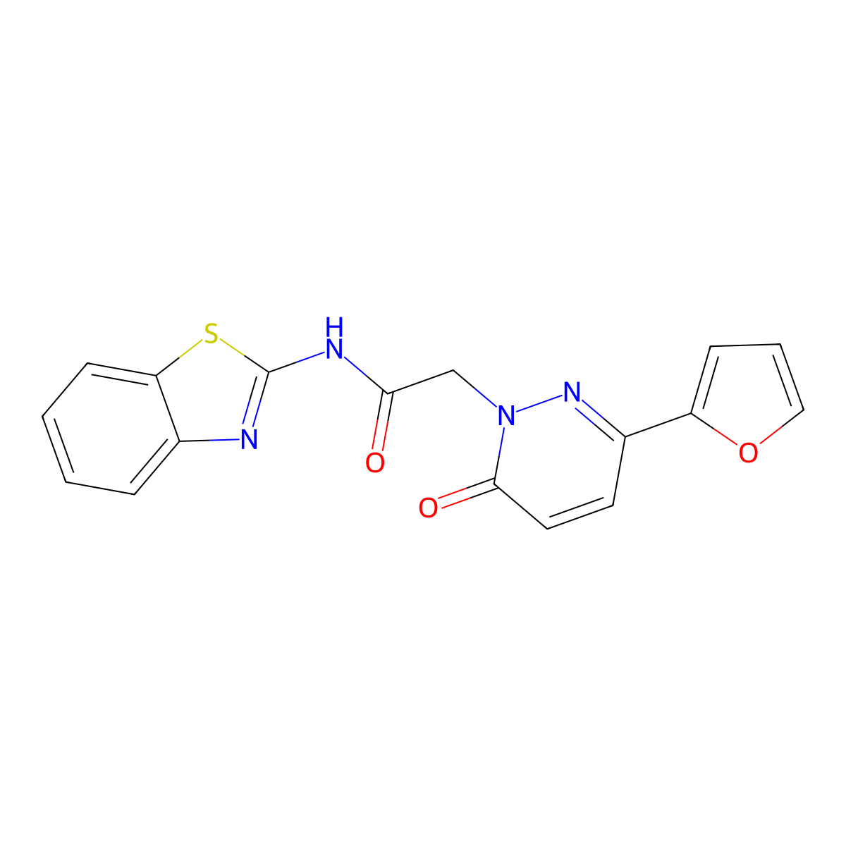 N-(benzo[d]thiazol-2-yl)-2-(3-(furan-2-yl)-6-oxopyridazin-1(6H)-yl)acetamide molecular structure, CAS 1172767-54-2
