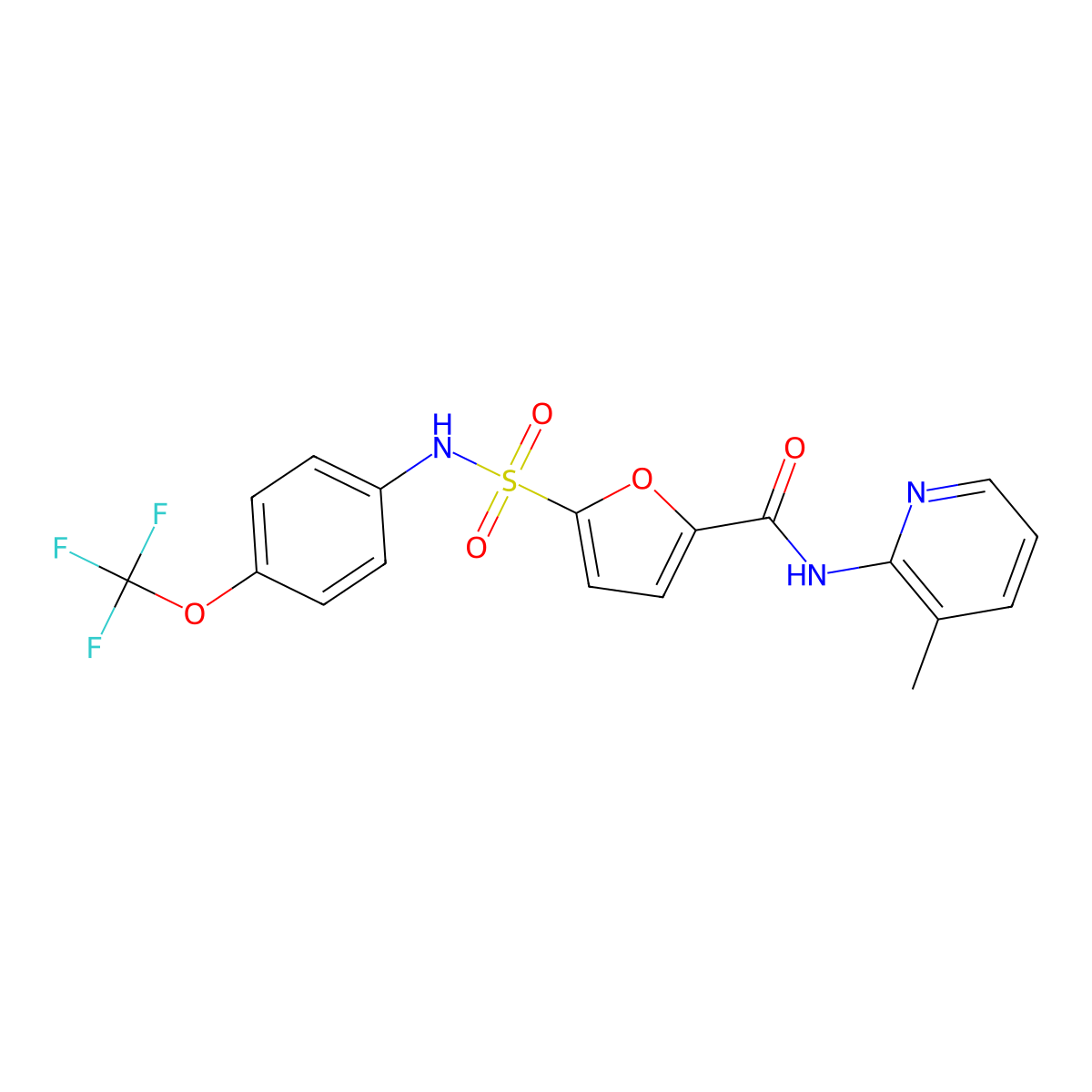 N-(3-methylpyridin-2-yl)-5-(N-(4-(trifluoromethoxy)phenyl)sulfamoyl)furan-2-carboxamide molecular structure, CAS 1172767-61-1