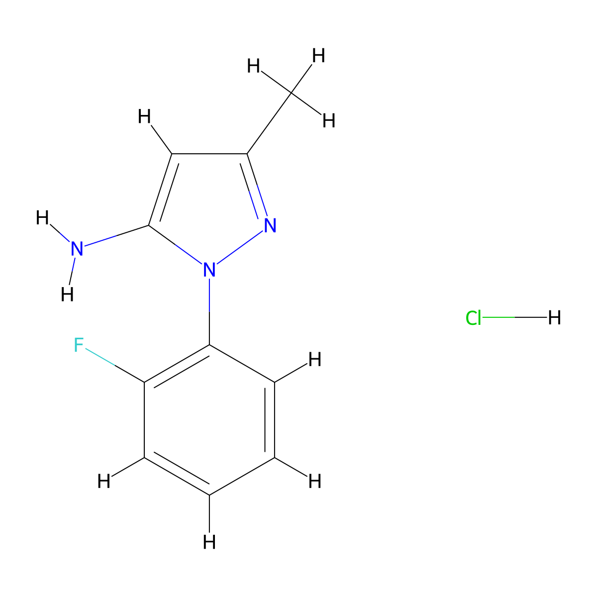 1-(2-fluorophenyl)-3-methyl-1H-pyrazol-5-amine hydrochloride molecular structure, CAS 1172771-12-8