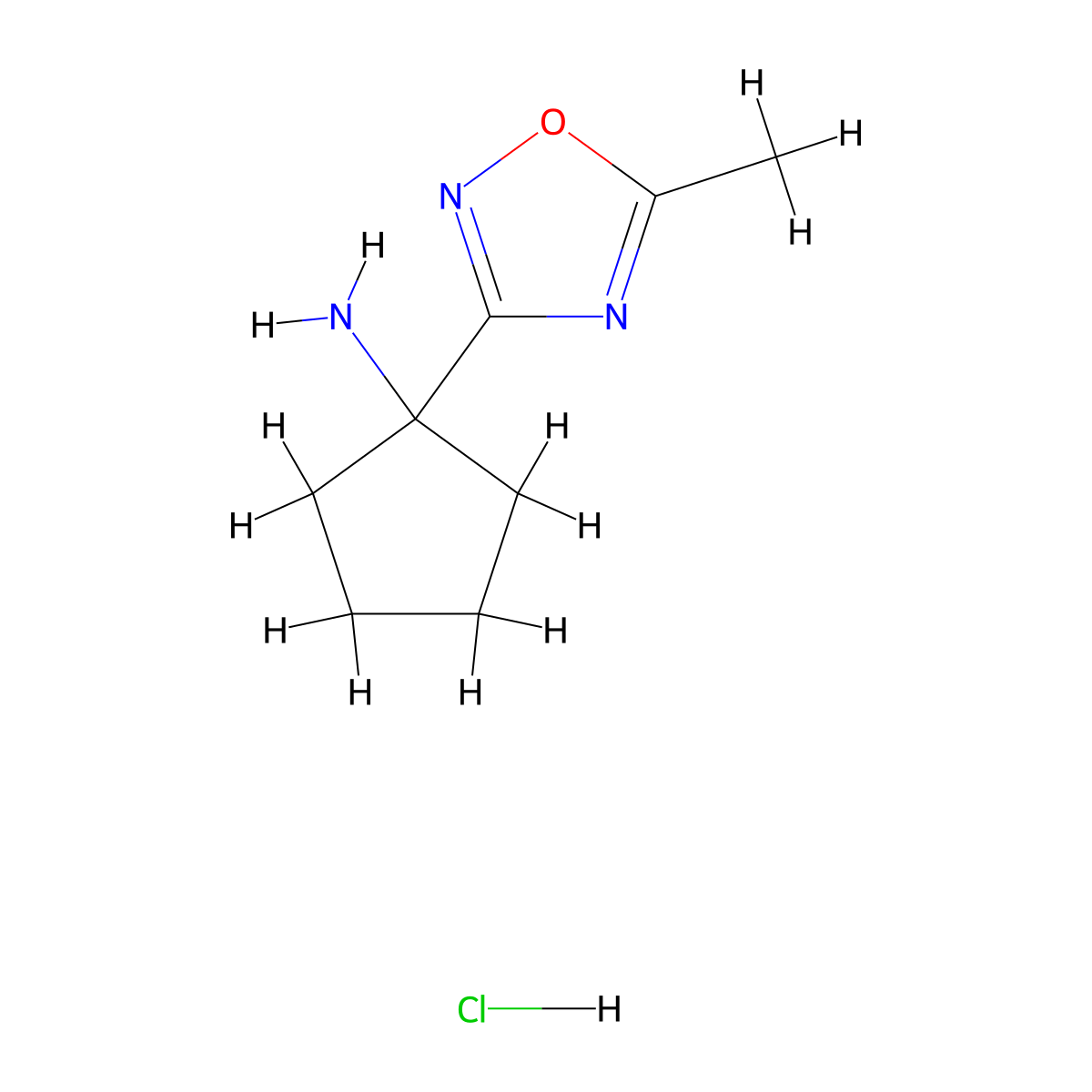 1-(5-Methyl-1,2,4-oxadiazol-3-yl)cyclopentan-1-amine hydrochloride molecular structure, CAS 1172773-23-7