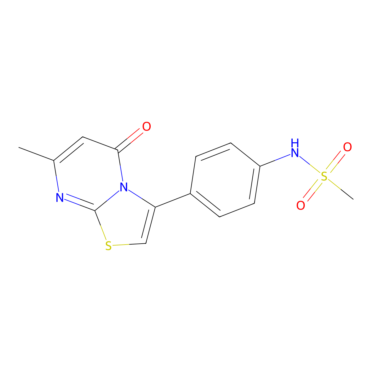 N-(4-(7-methyl-5-oxo-5H-thiazolo[3,2-a]pyrimidin-3-yl)phenyl)methanesulfonamide molecular structure, CAS 1172774-41-2