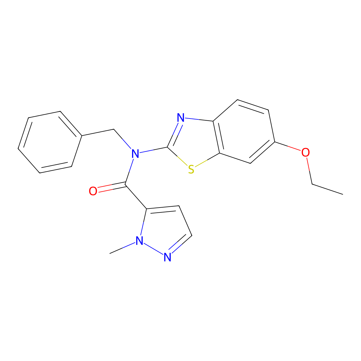 N-benzyl-N-(6-ethoxybenzo[d]thiazol-2-yl)-1-methyl-1H-pyrazole-5-carboxamide molecular structure, CAS 1172776-34-9