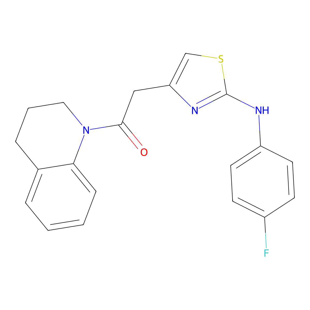 1-(3,4-dihydroquinolin-1(2H)-yl)-2-(2-((4-fluorophenyl)amino)thiazol-4-yl)ethanone molecular structure, CAS 1172776-57-6