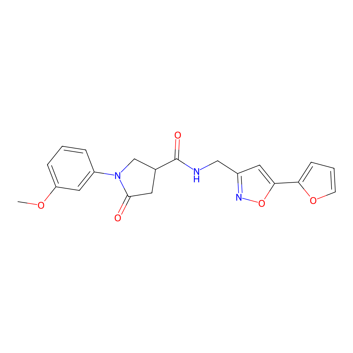 N-((5-(furan-2-yl)isoxazol-3-yl)methyl)-1-(3-methoxyphenyl)-5-oxopyrrolidine-3-carboxamide molecular structure, CAS 1172777-84-2