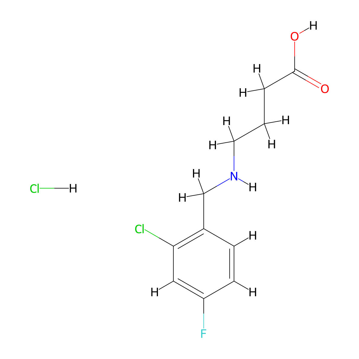 4-{[(2-Chloro-4-fluorophenyl)methyl]amino}butanoic acid hydrochloride molecular structure, CAS 1172779-62-2