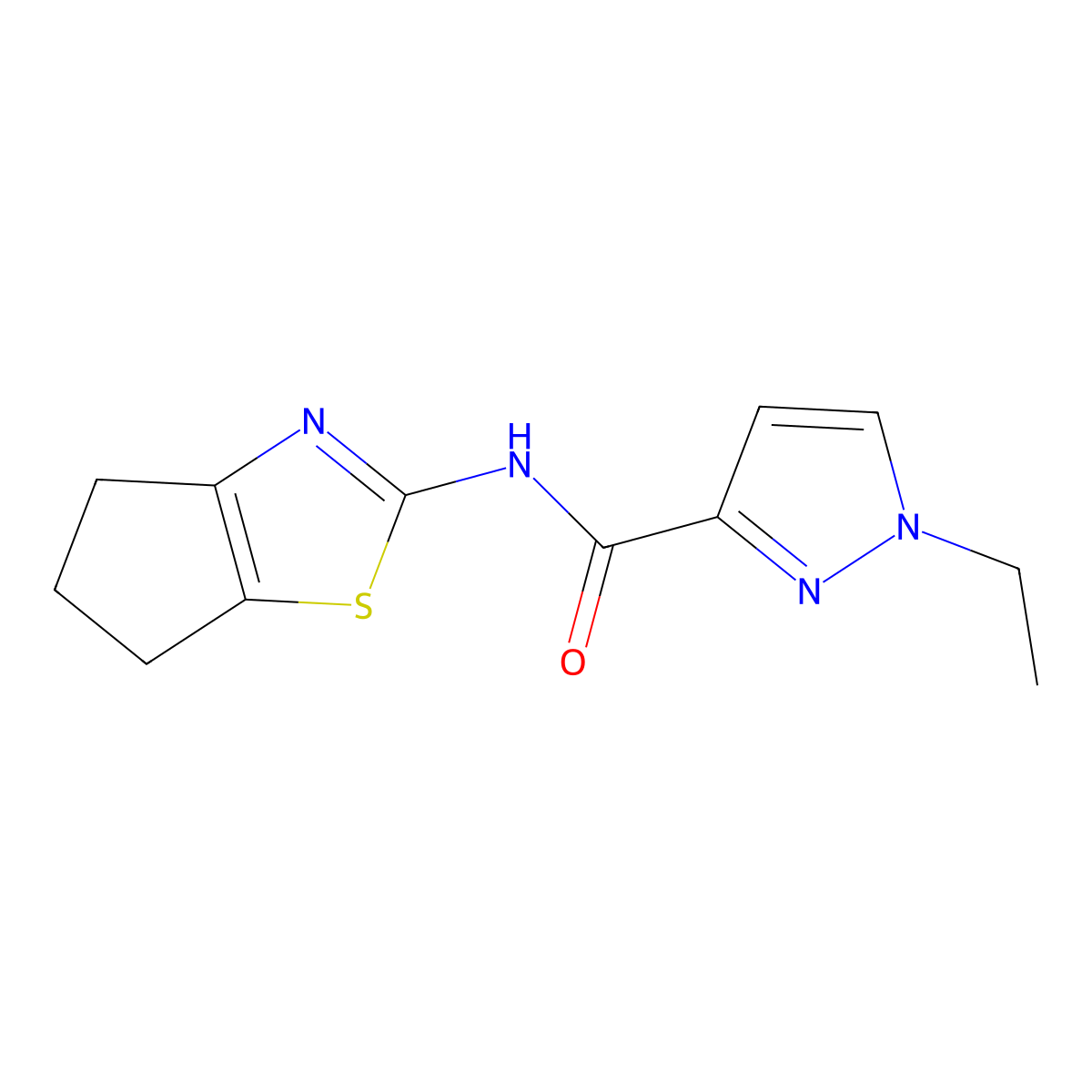 N-(5,6-dihydro-4H-cyclopenta[d]thiazol-2-yl)-1-ethyl-1H-pyrazole-3-carboxamide molecular structure, CAS 1172784-65-4