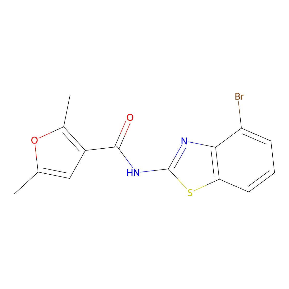 N-(4-bromo-1,3-benzothiazol-2-yl)-2,5-dimethylfuran-3-carboxamide molecular structure, CAS 1172788-89-4