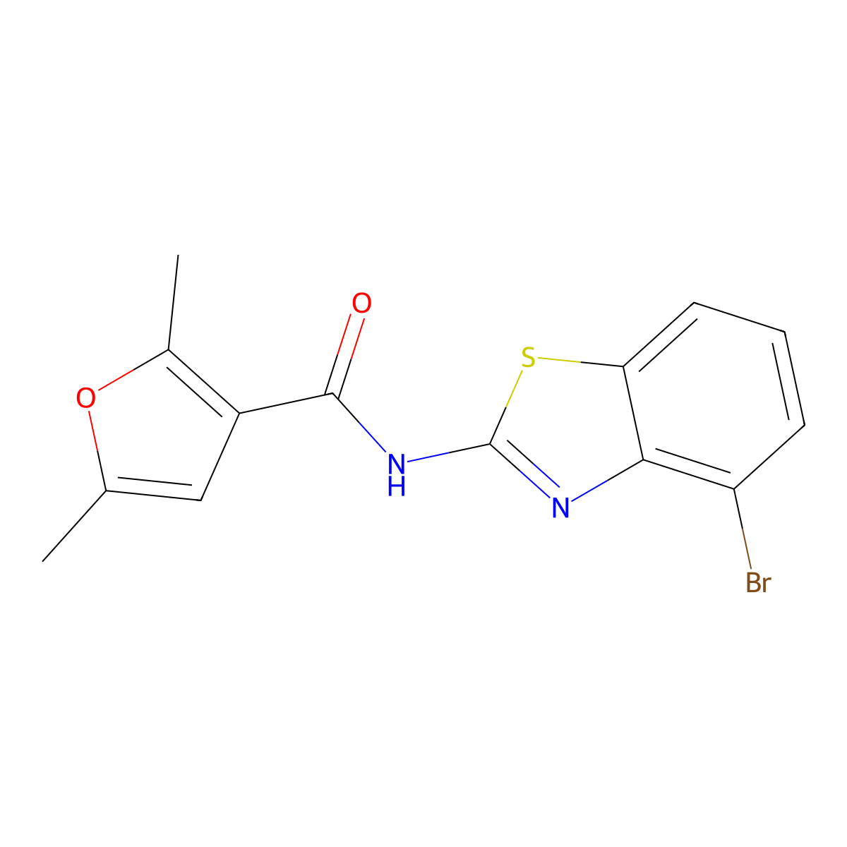 N-(4-bromo-1,3-benzothiazol-2-yl)-2,5-dimethylfuran-3-carboxamide molecular structure, CAS 1172788-89-4