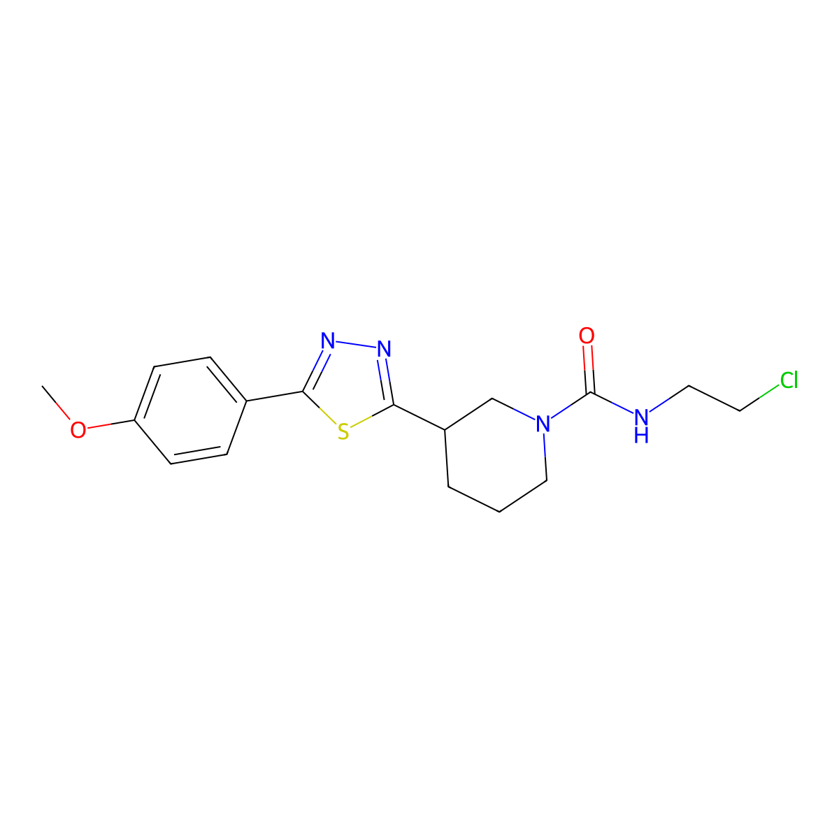 N-(2-chloroethyl)-3-[5-(4-methoxyphenyl)-1,3,4-thiadiazol-2-yl]piperidine-1-carboxamide molecular structure, CAS 1172788-95-2