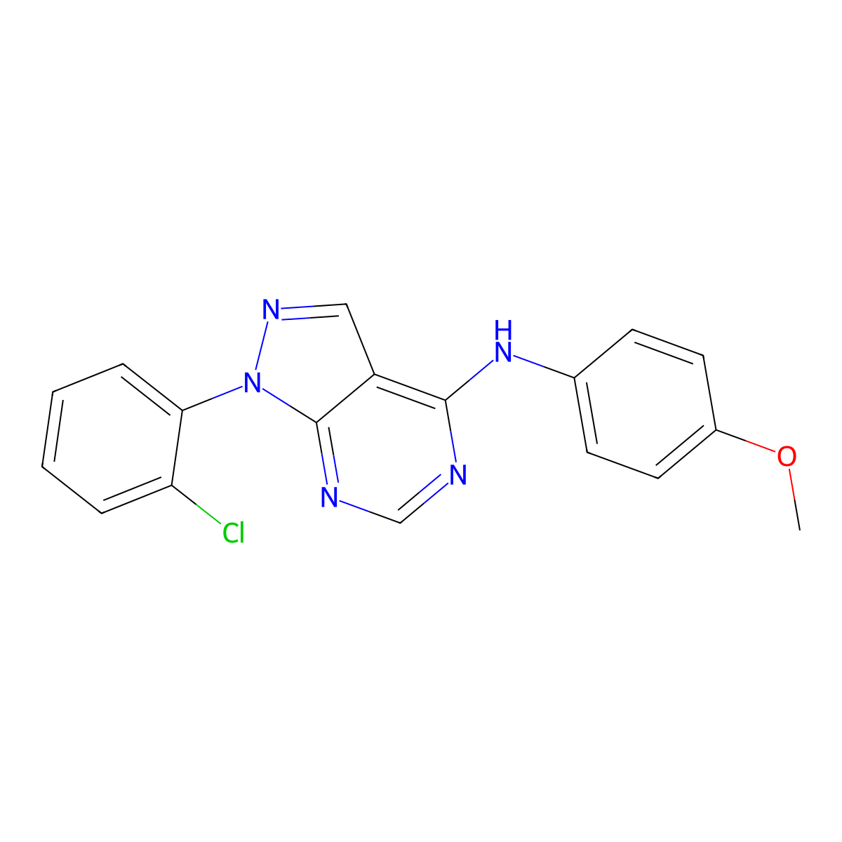 1-(2-chlorophenyl)-N-(4-methoxyphenyl)-1H-pyrazolo[3,4-d]pyrimidin-4-amine molecular structure, CAS 1172790-43-0