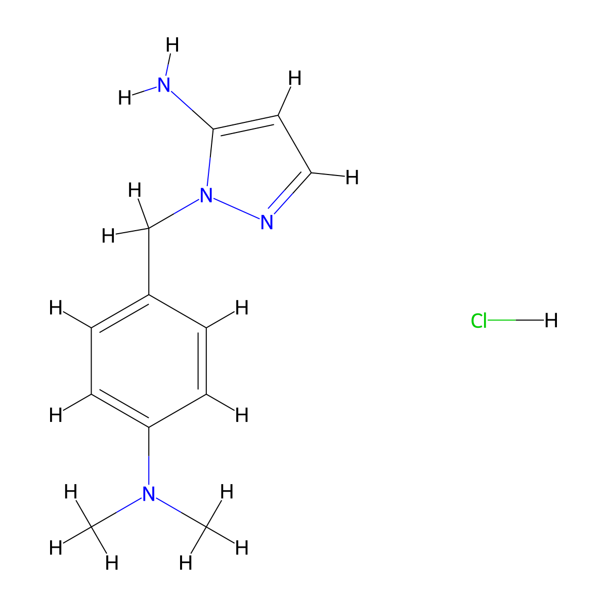 1-{[4-(dimethylamino)phenyl]methyl}-1H-pyrazol-5-amine hydrochloride molecular structure, CAS 1172793-82-6