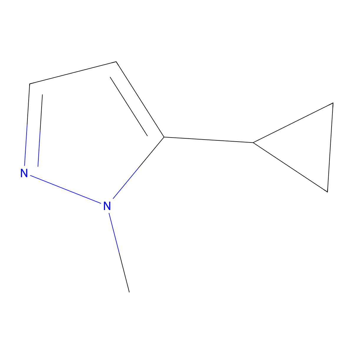 5-cyclopropyl-1-methyl-1H-pyrazole molecular structure, CAS 1172797-65-7