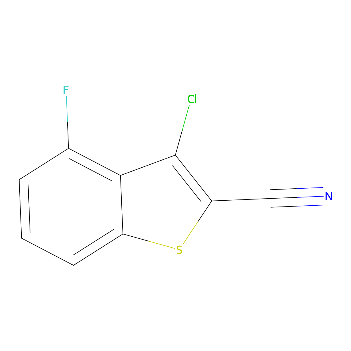 3-Chloro-4-fluoro-1-benzothiophene-2-carbonitrile molecular structure, CAS 1172798-11-6
