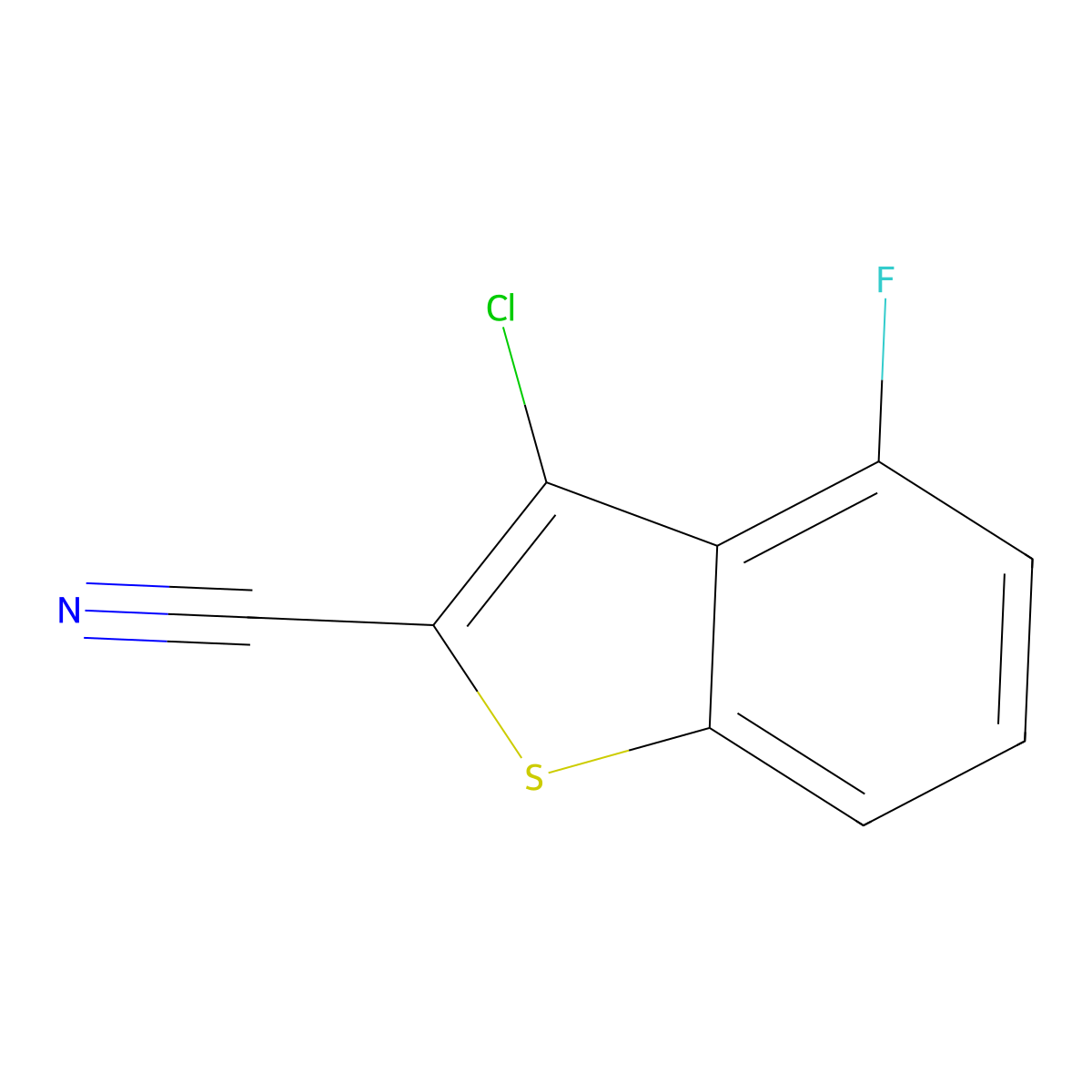 3-Chloro-4-fluoro-1-benzothiophene-2-carbonitrile molecular structure, CAS 1172798-11-6
