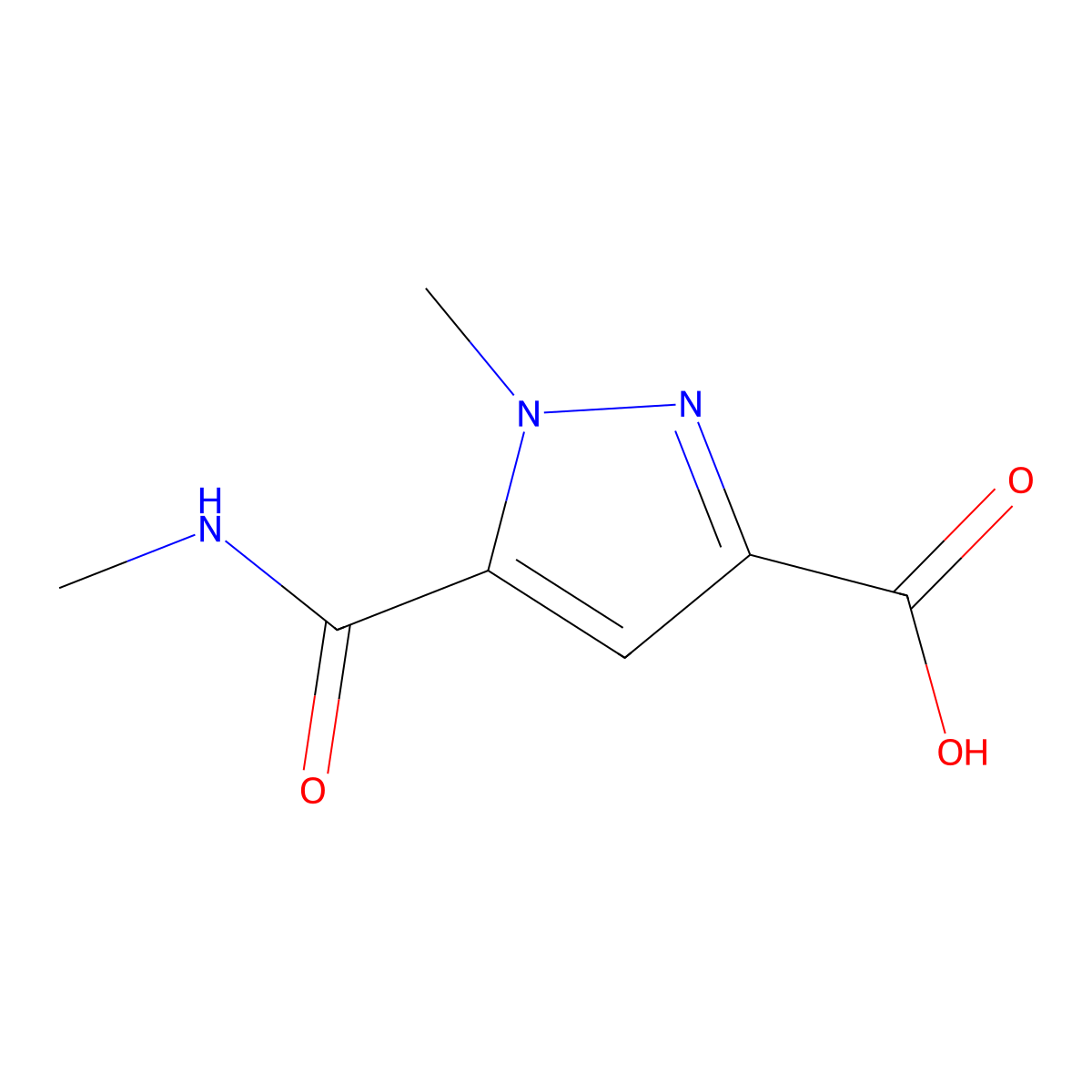1-methyl-5-(methylcarbamoyl)-1H-pyrazole-3-carboxylic acid molecular structure, CAS 1172801-30-7