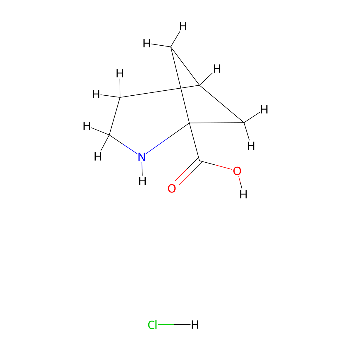 2-Azabicyclo[3.1.1]heptane-1-carboxylic acid hydrochloride molecular structure, CAS 1172802-41-3