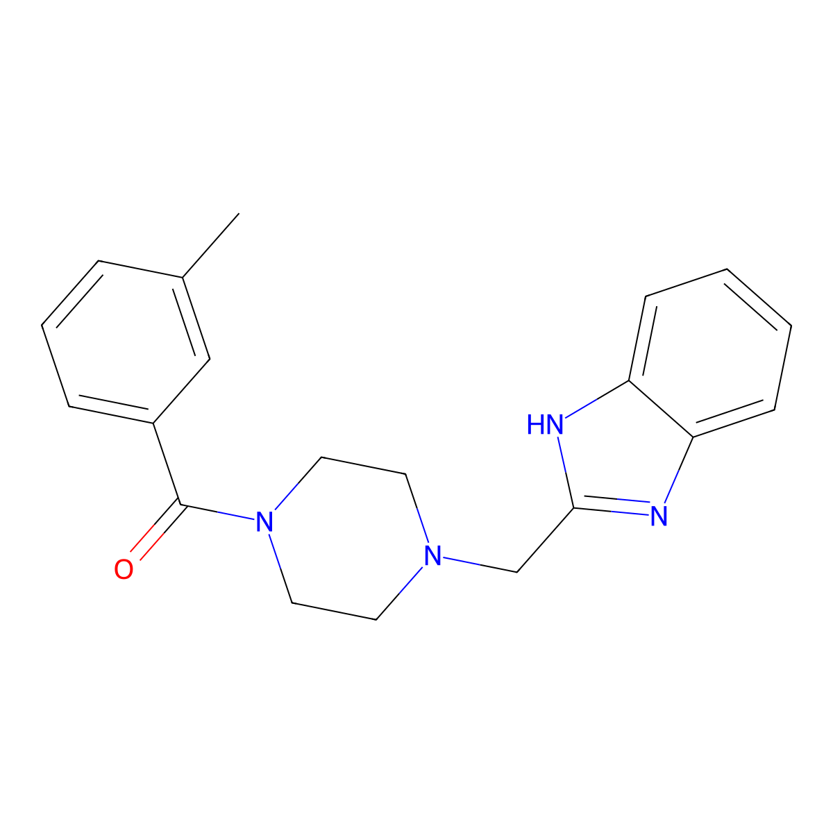 (4-((1H-benzo[d]imidazol-2-yl)methyl)piperazin-1-yl)(m-tolyl)methanone molecular structure, CAS 1172803-39-2