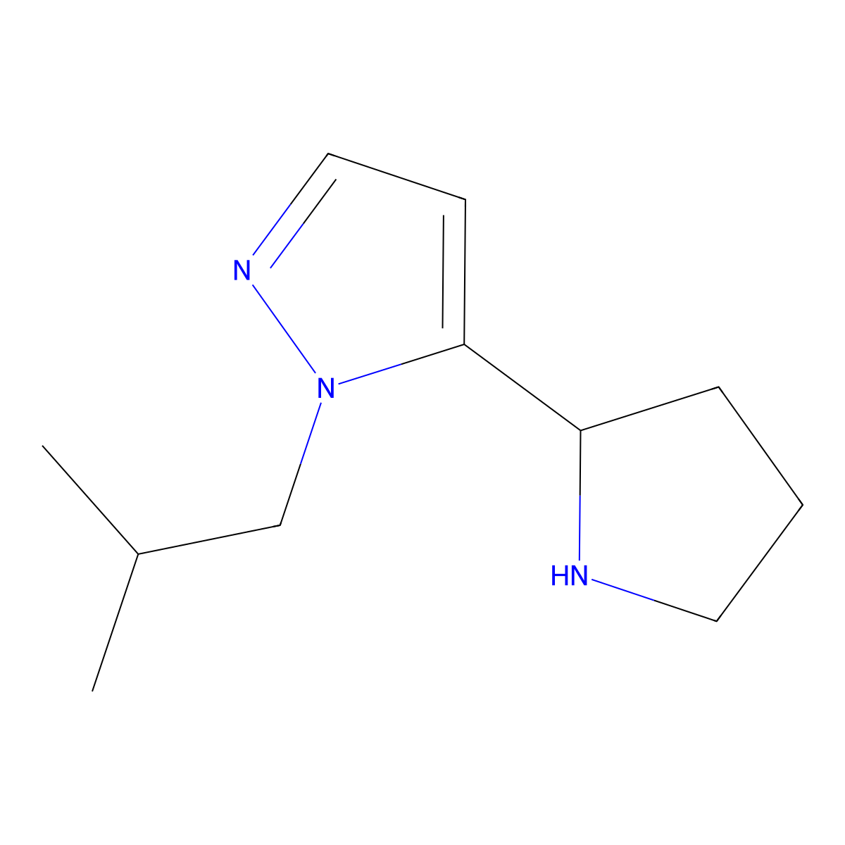 1-Isobutyl-5-(pyrrolidin-2-yl)-1H-pyrazole molecular structure, CAS 1172803-65-4
