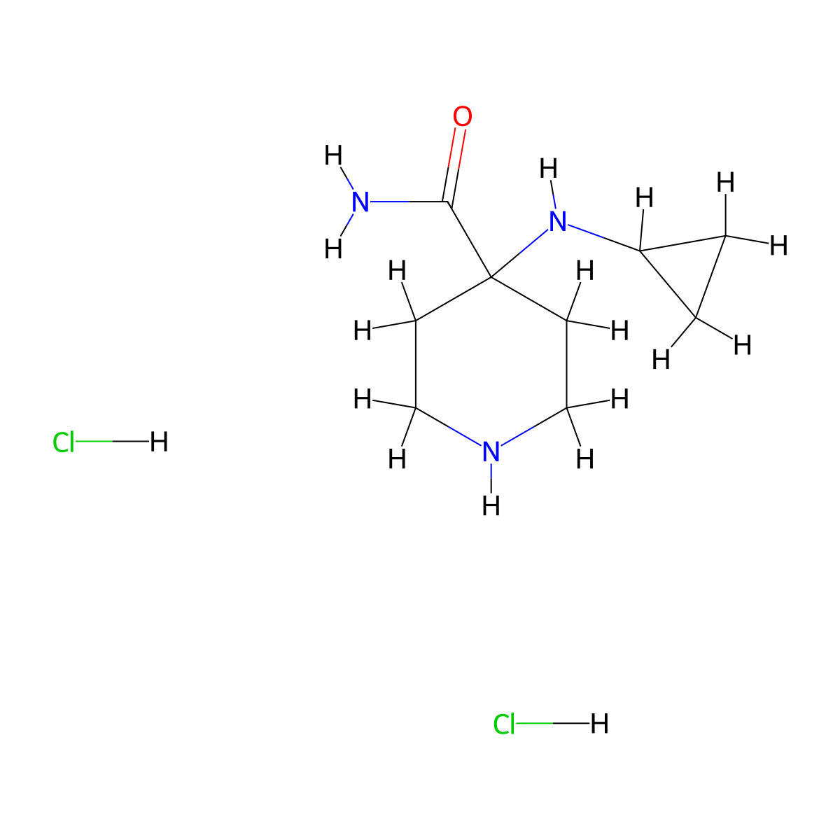 4-(Cyclopropylamino)piperidine-4-carboxamide dihydrochloride molecular structure, CAS 1172804-60-2