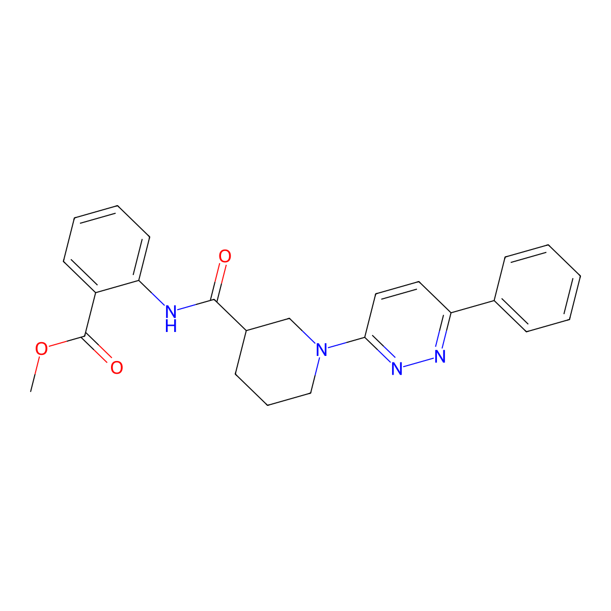 Methyl 2-(1-(6-phenylpyridazin-3-yl)piperidine-3-carboxamido)benzoate molecular structure, CAS 1172804-76-0