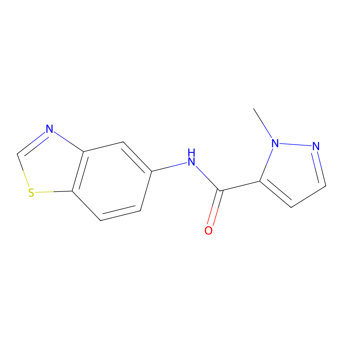 N-(benzo[d]thiazol-5-yl)-1-methyl-1H-pyrazole-5-carboxamide molecular structure, CAS 1172806-02-8
