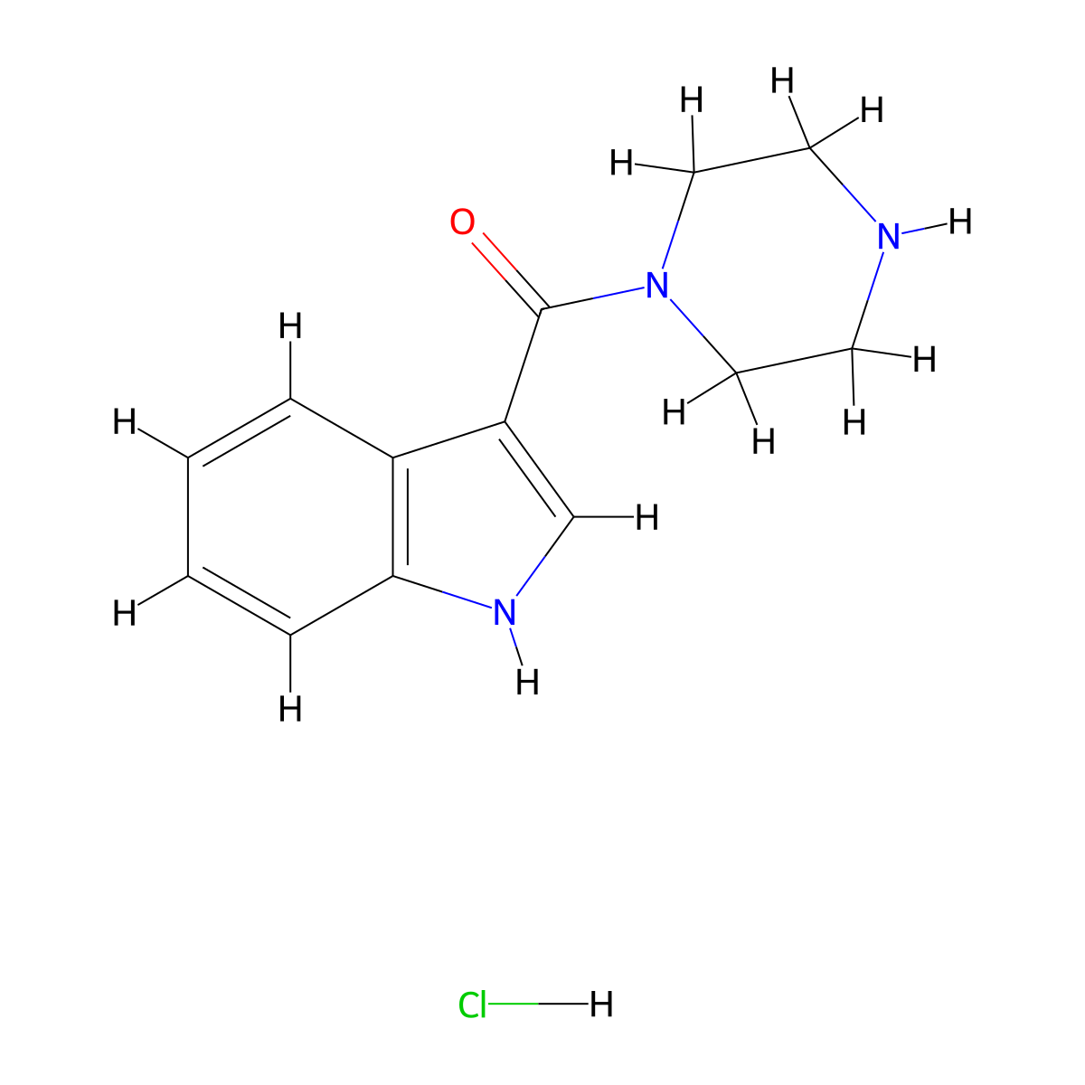 3-(piperazine-1-carbonyl)-1H-indole hydrochloride molecular structure, CAS 1172808-41-1