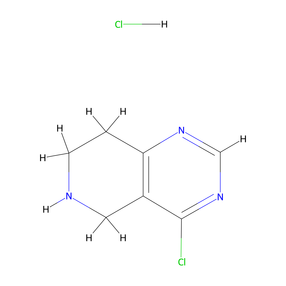 4-Chloro-5,6,7,8-tetrahydropyrido[4,3-D]pyrimidine hydrochloride molecular structure, CAS 1172808-59-1