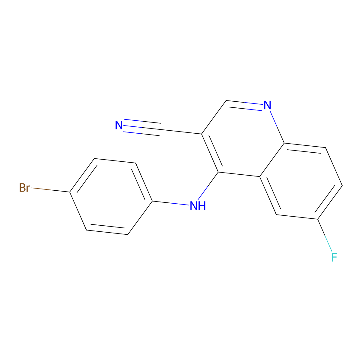 4-[(4-Bromophenyl)amino]-6-fluoroquinoline-3-carbonitrile molecular structure, CAS 1172809-86-7